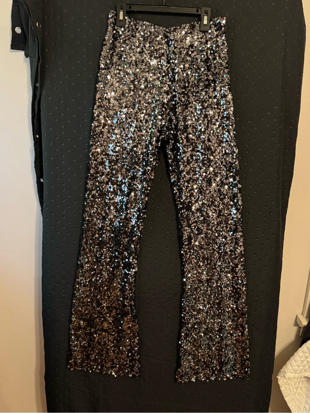 Zara Black Sequin Flare Pants